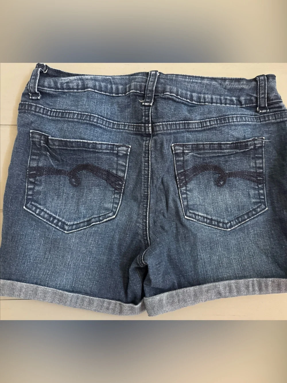 Justice Girls Dark Blue Denim Roll-Cuff Shorts size 14